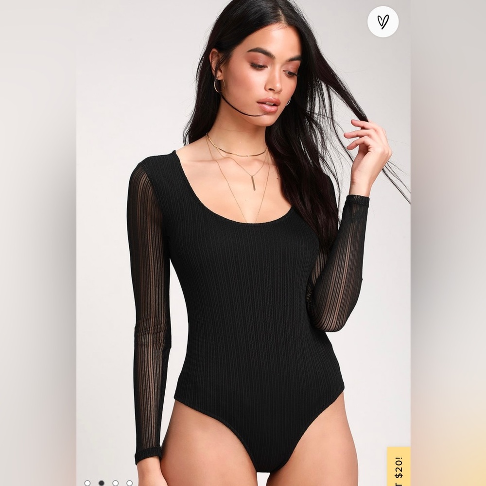 Black Swan Noele Black Ribbed Long Sleeve Bodysuit